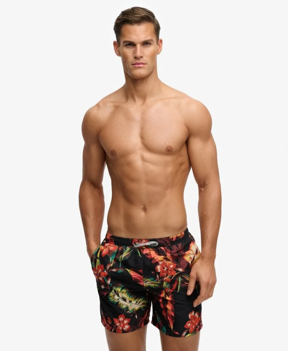 Hawaiian Print 16-inch Swim Shorts