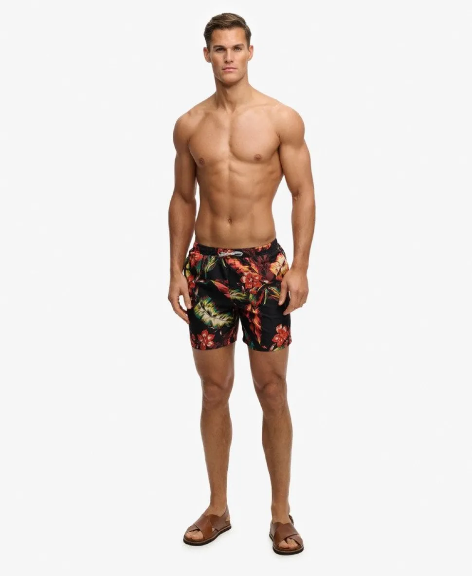 Hawaiian Print 16-inch Swim Shorts