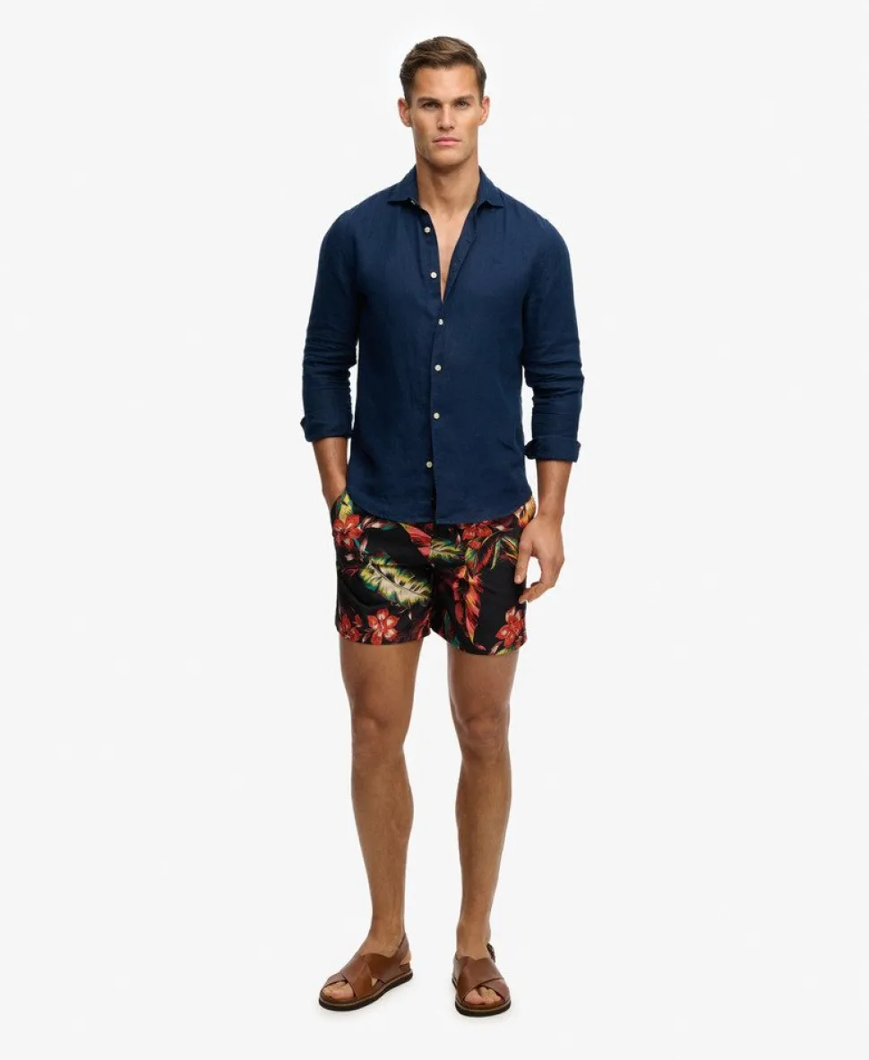 Hawaiian Print 16-inch Swim Shorts