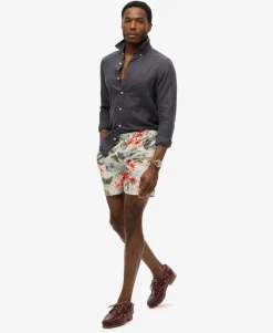 Hawaiian Print 16-Inch Swim Shorts
