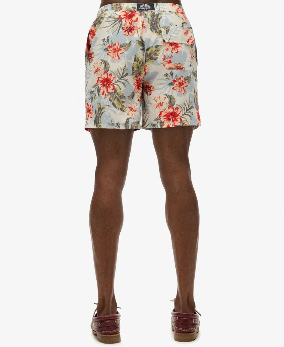 Hawaiian Print 16-Inch Swim Shorts