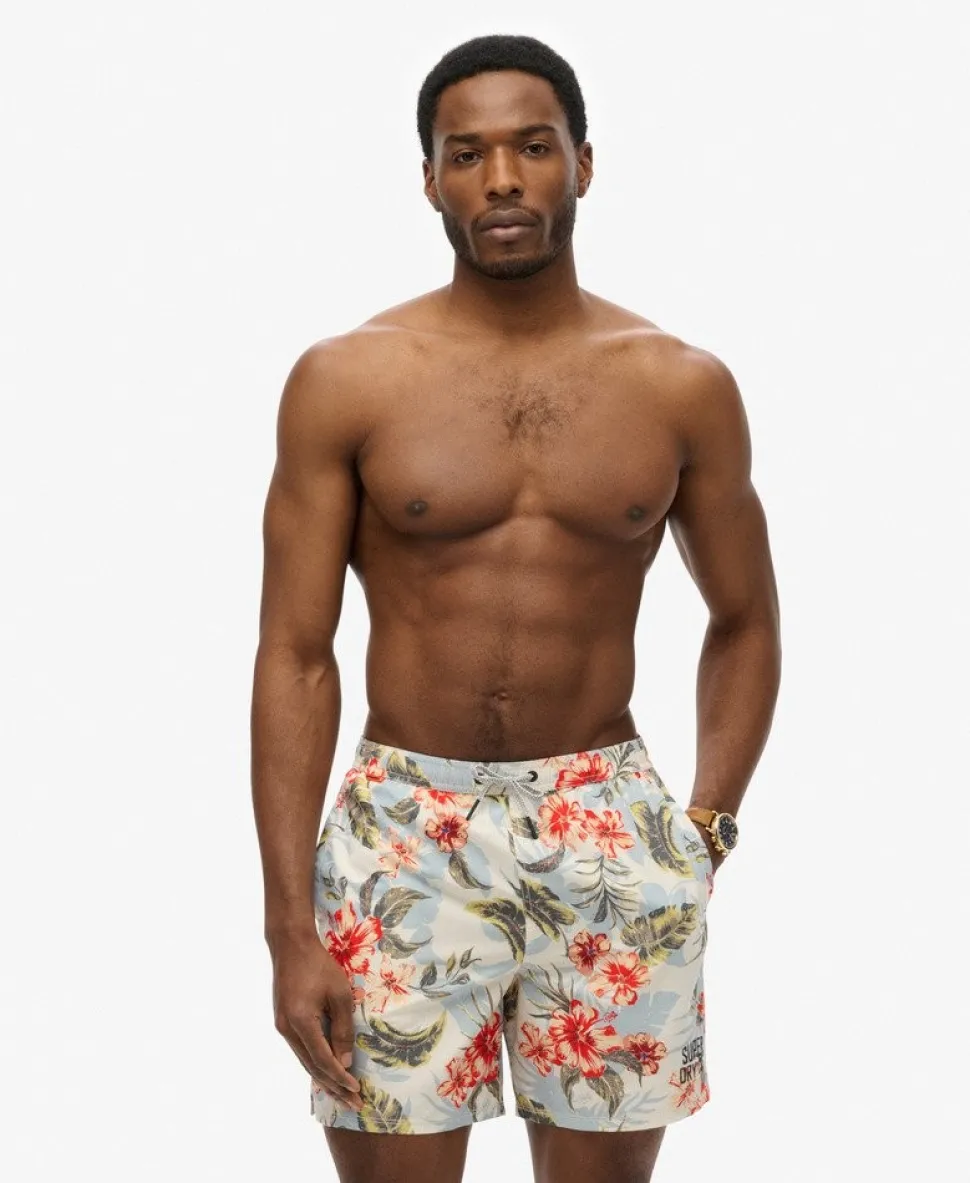 Hawaiian Print 16-Inch Swim Shorts