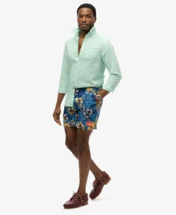 Hawaiian Print 16-Inch Swim Shorts