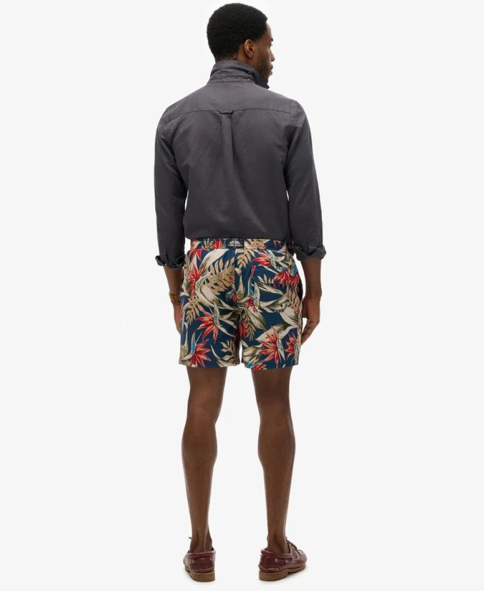Hawaiian Print 16-Inch Swim Shorts