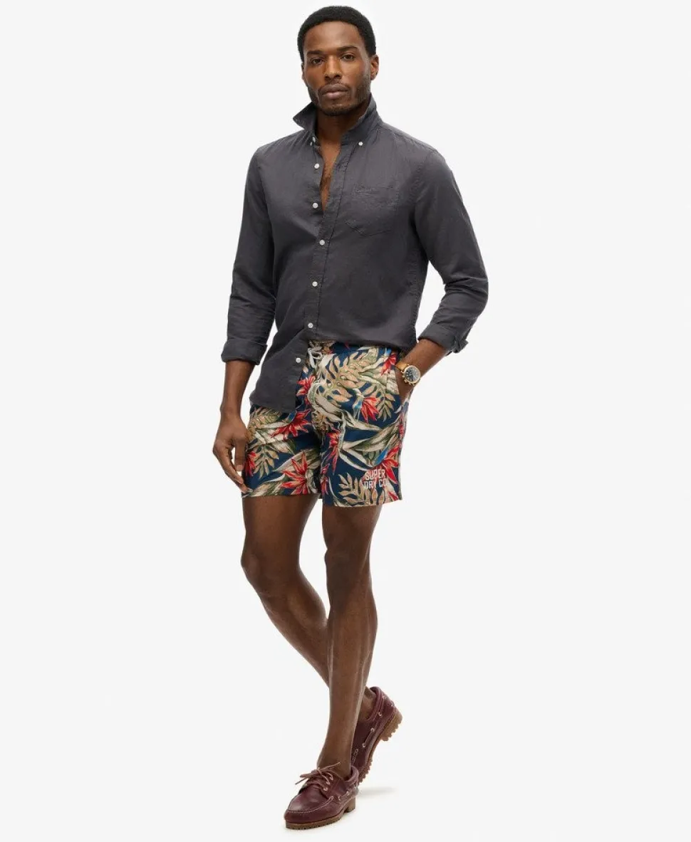 Hawaiian Print 16-Inch Swim Shorts