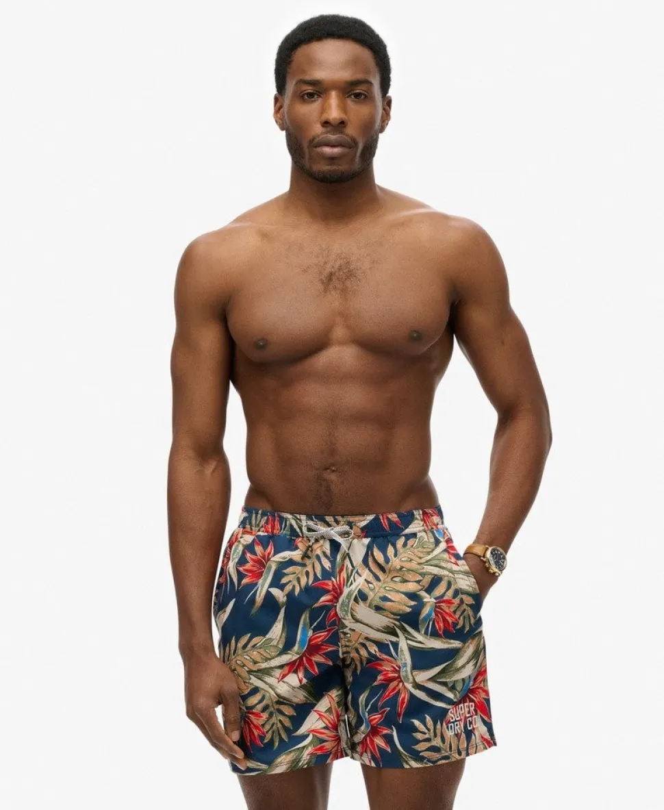 Hawaiian Print 16-Inch Swim Shorts
