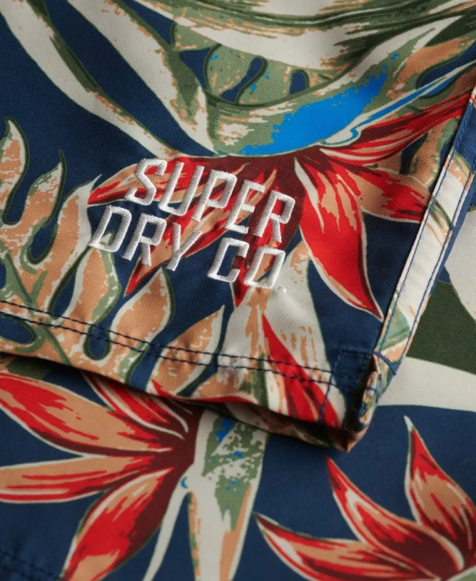 Hawaiian Print 16-Inch Swim Shorts