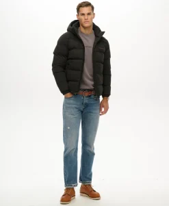 Hooded Microfibre Sport Puffer Jacket