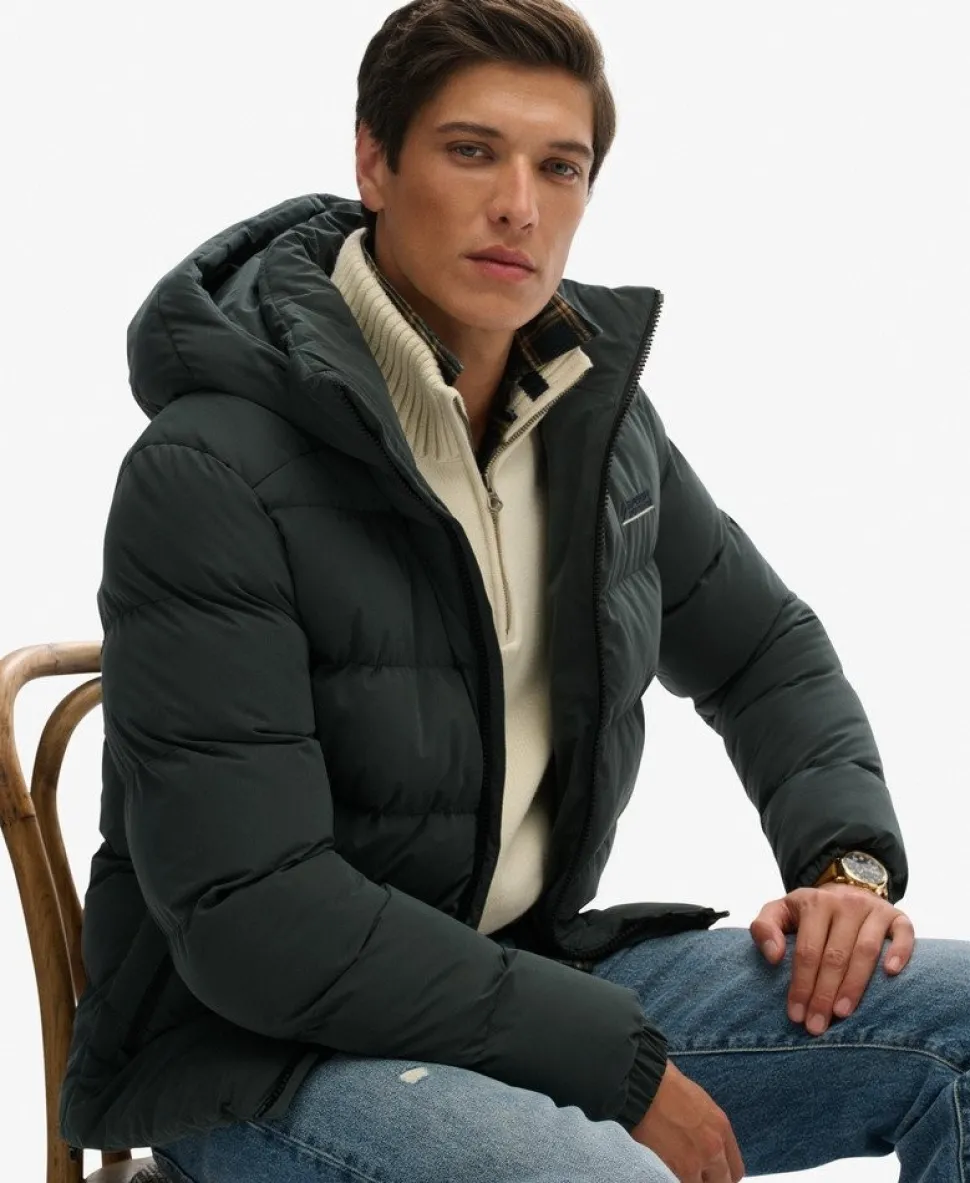 Hooded Microfibre Sport Puffer Jacket