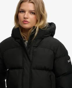Hooded Mid Length Sports Puffer Jacket