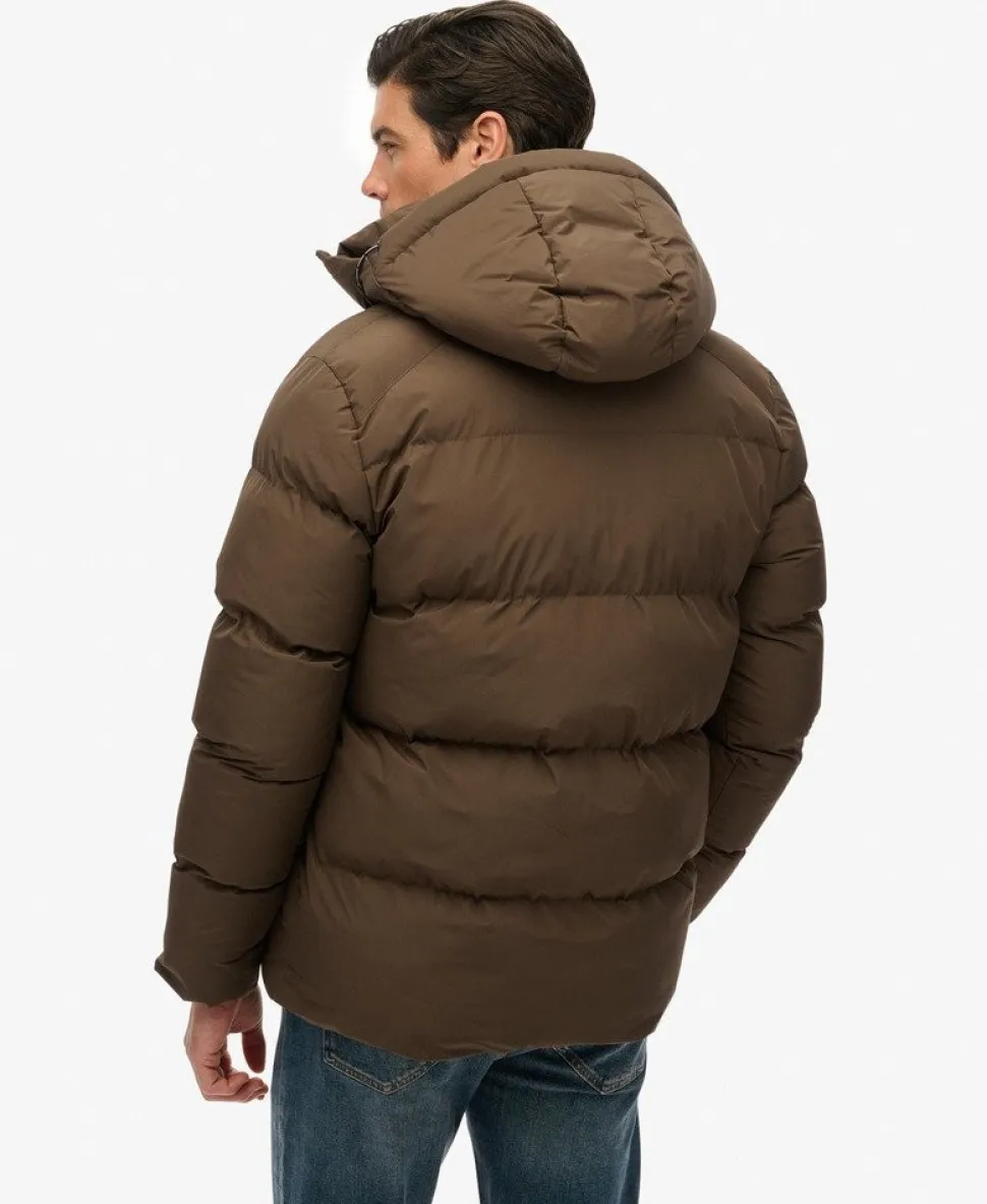 Hooded Mid Length Sports Puffer Jacket