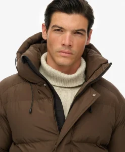 Hooded Mid Length Sports Puffer Jacket