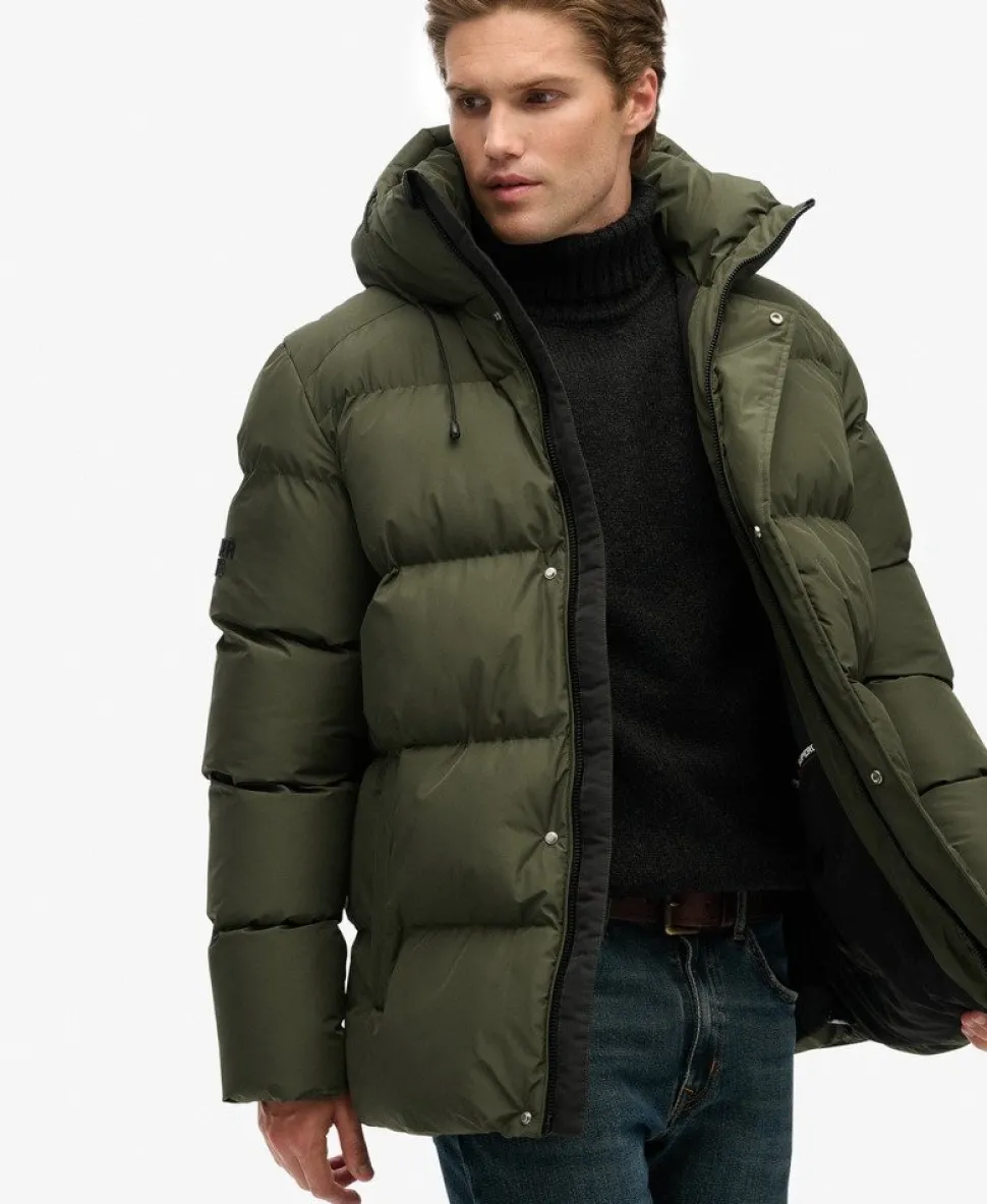 Hooded Mid Length Sports Puffer Jacket