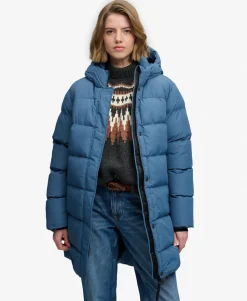 Hooded Sports Puffer Mid Length Jacket