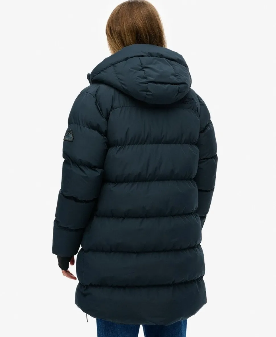 Hooded Sports Puffer Mid Length Jacket