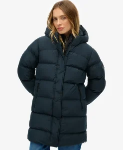 Hooded Sports Puffer Mid Length Jacket