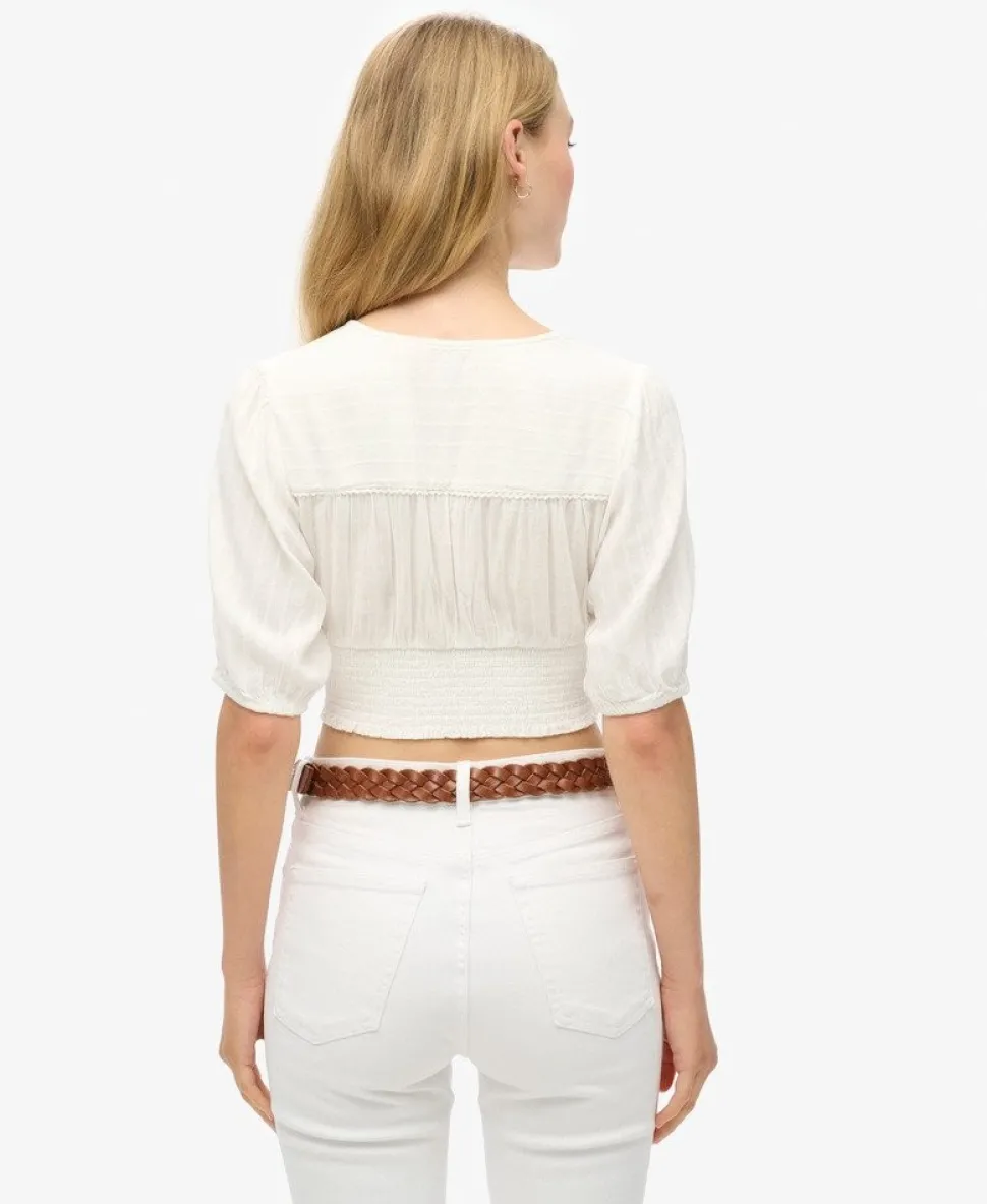 Ibiza Short Sleeve Lace Trim Top