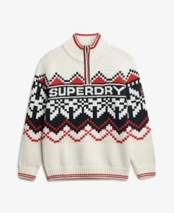 Intarsia Half Zip Jumper