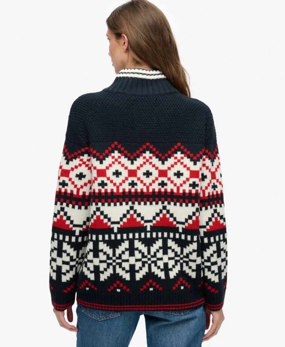 Intarsia Half Zip Jumper