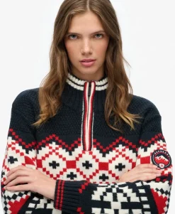 Intarsia Half Zip Jumper