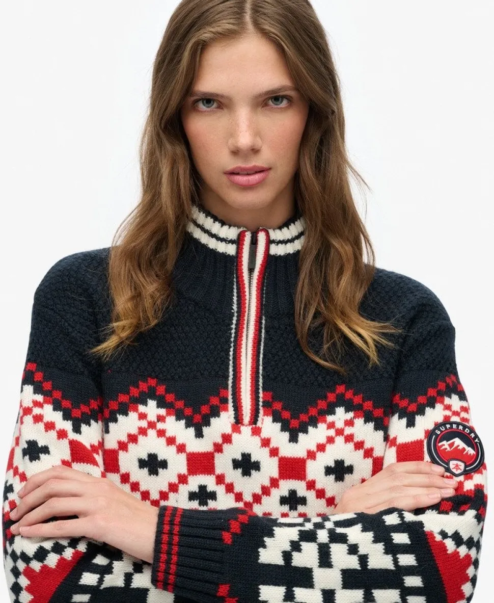 Intarsia Half Zip Jumper