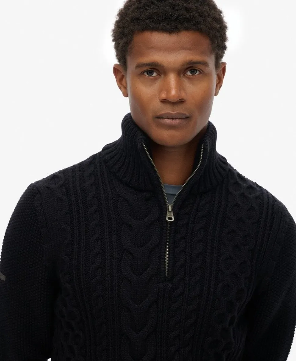 Jacob Cable Knit Half Zip Jumper