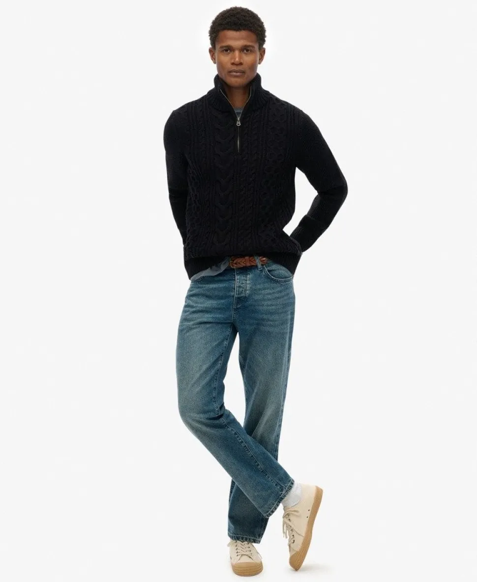 Jacob Cable Knit Half Zip Jumper
