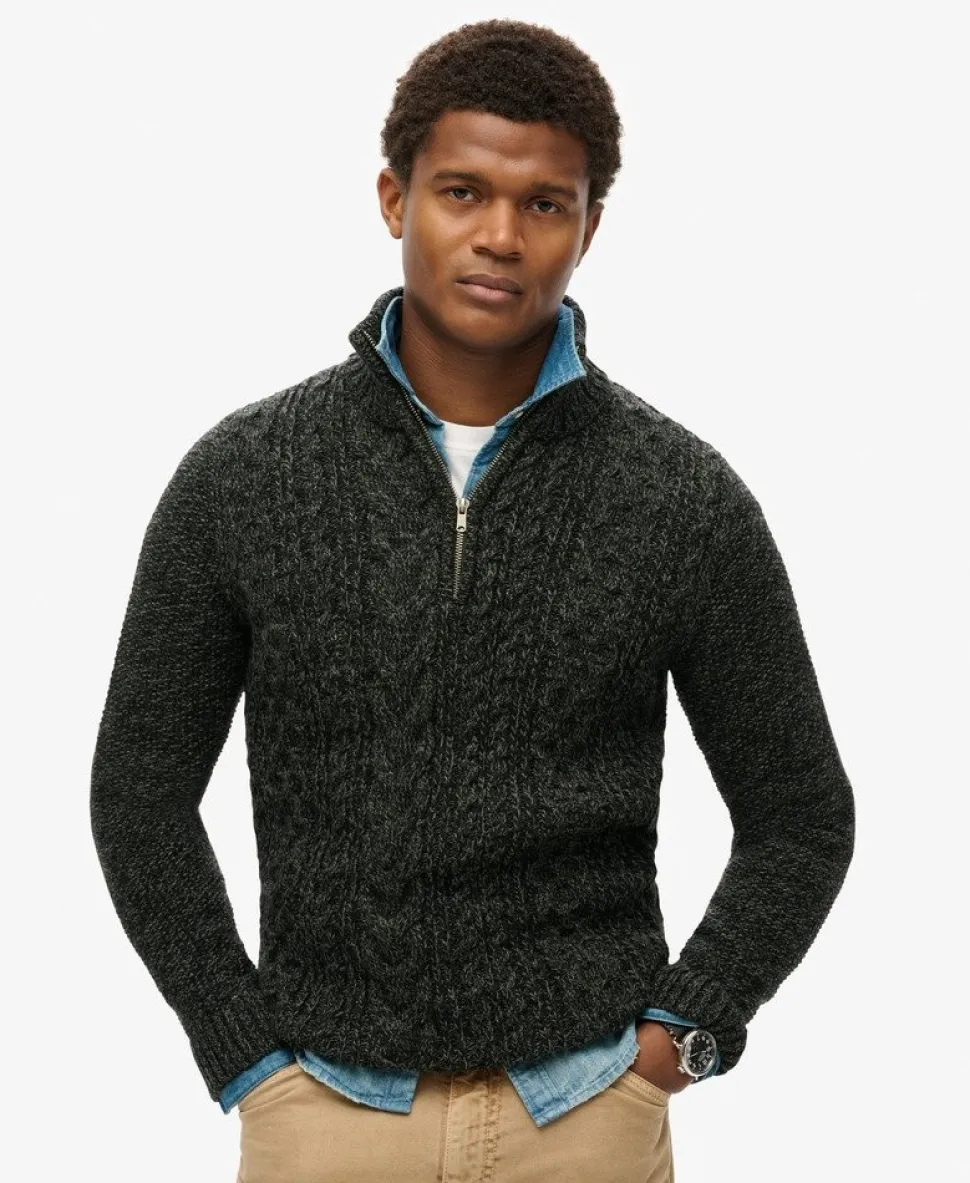 Jacob Cable Knit Half Zip Jumper
