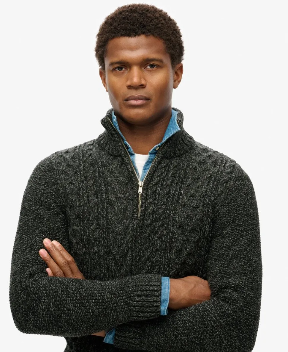 Jacob Cable Knit Half Zip Jumper