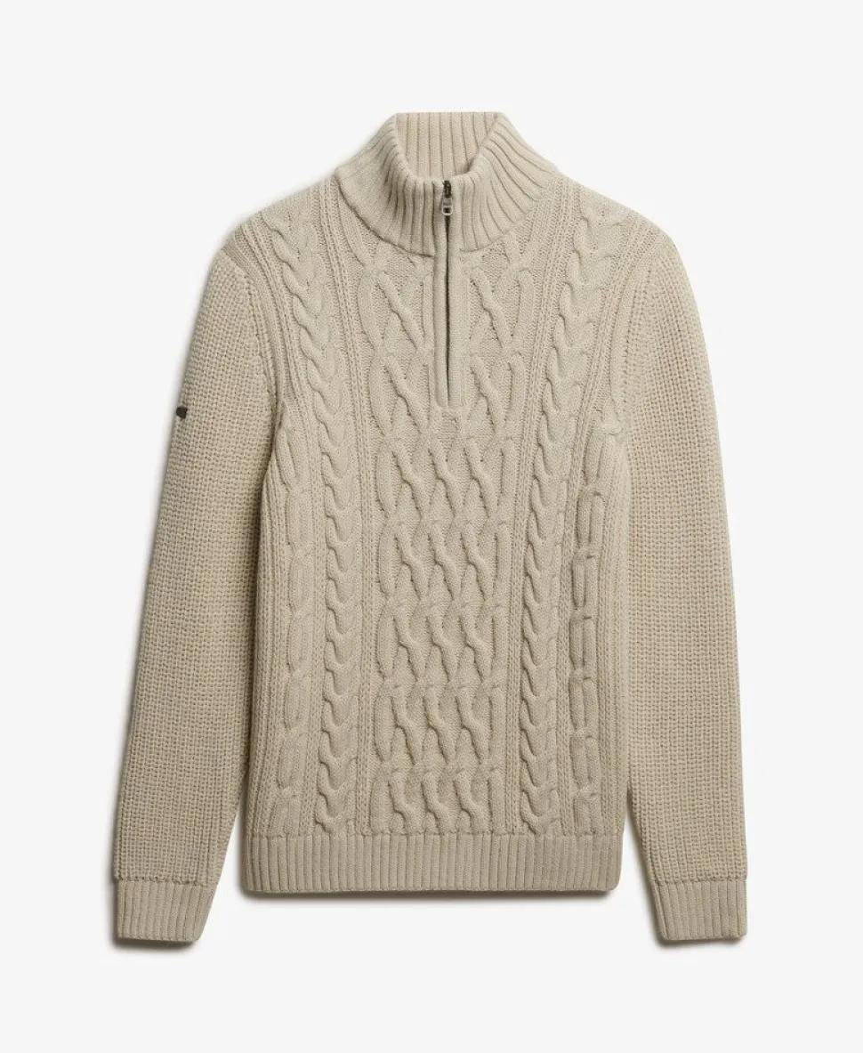 Jacob Cable Knit Half Zip Jumper