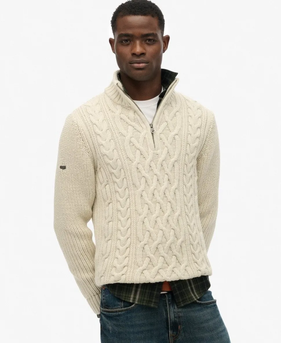 Jacob Cable Knit Half Zip Jumper