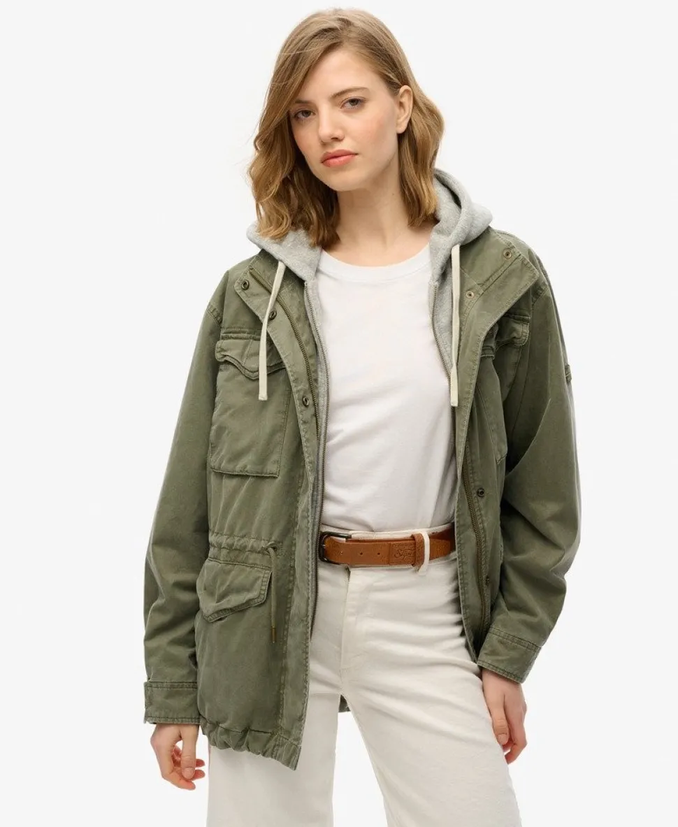 Jersey Hooded Military Jacket