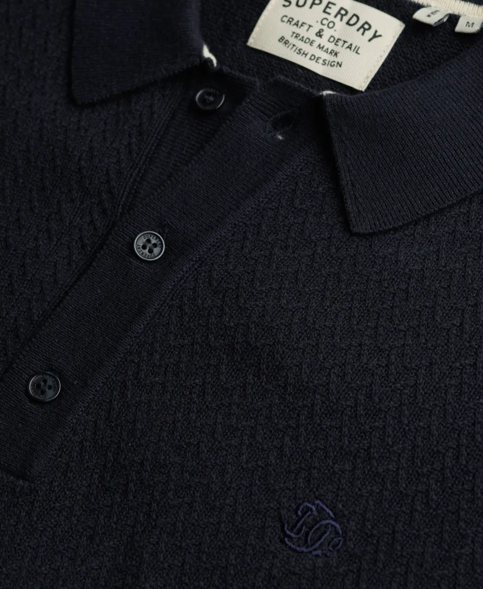 Knitted Texture Short Sleeve Polo Shirt