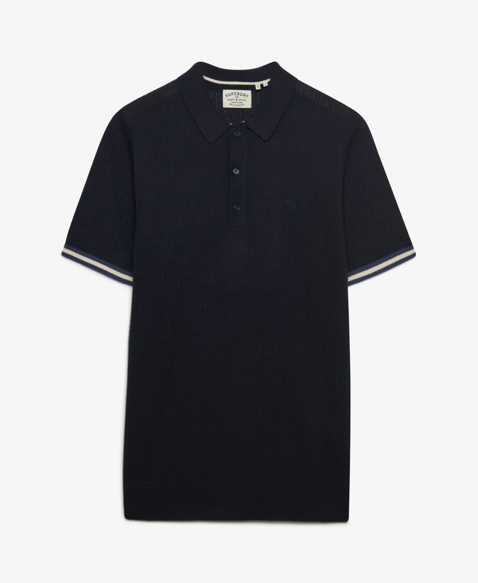 Knitted Texture Short Sleeve Polo Shirt