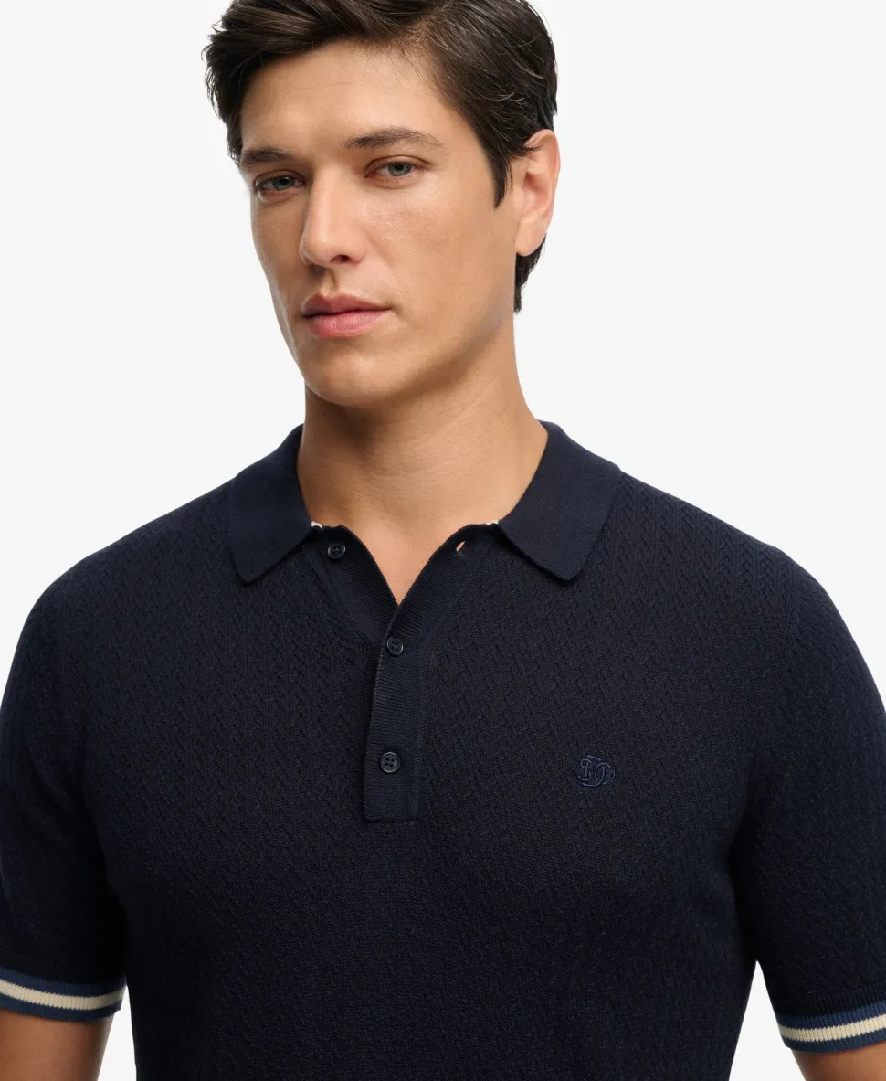 Knitted Texture Short Sleeve Polo Shirt