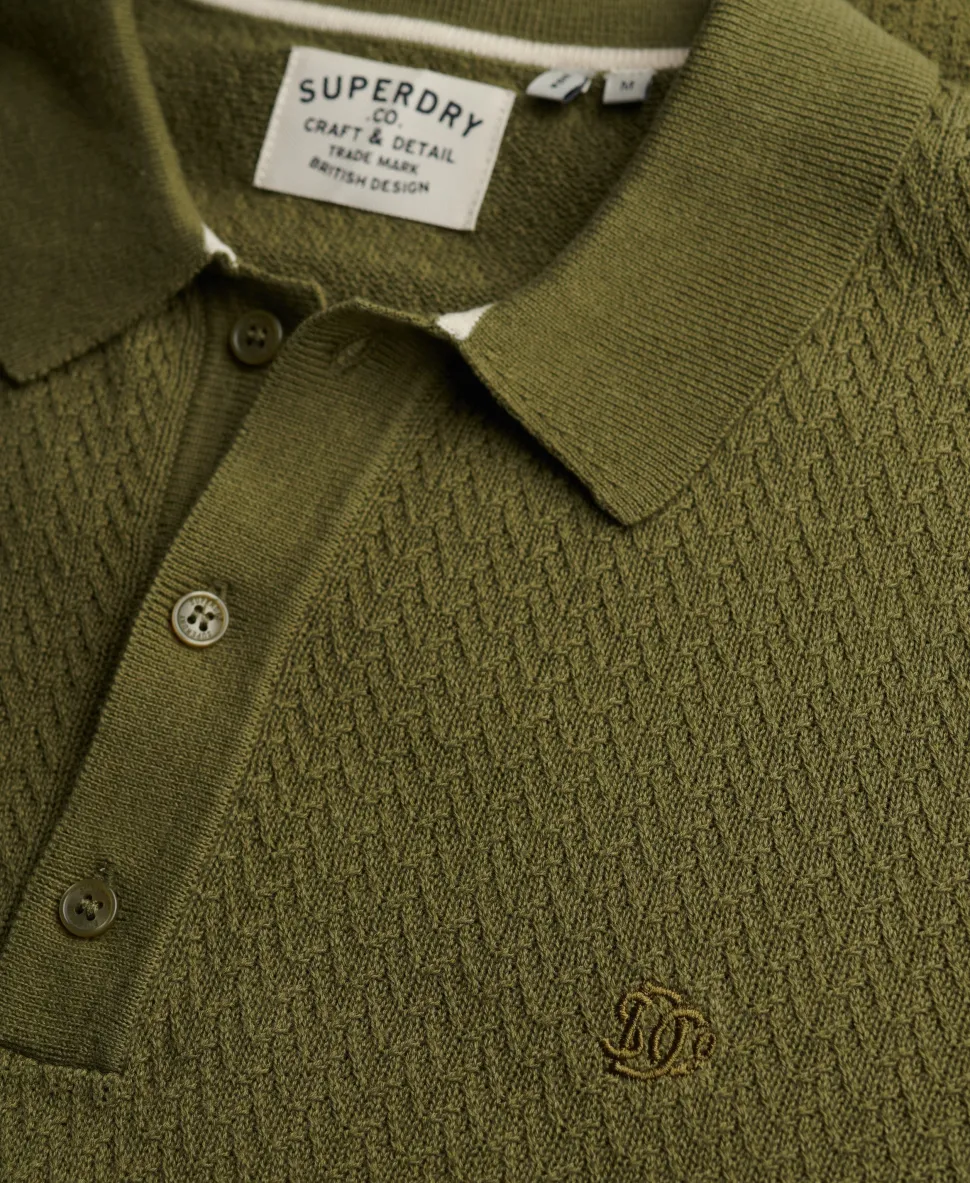 Knitted Texture Short Sleeve Polo Shirt