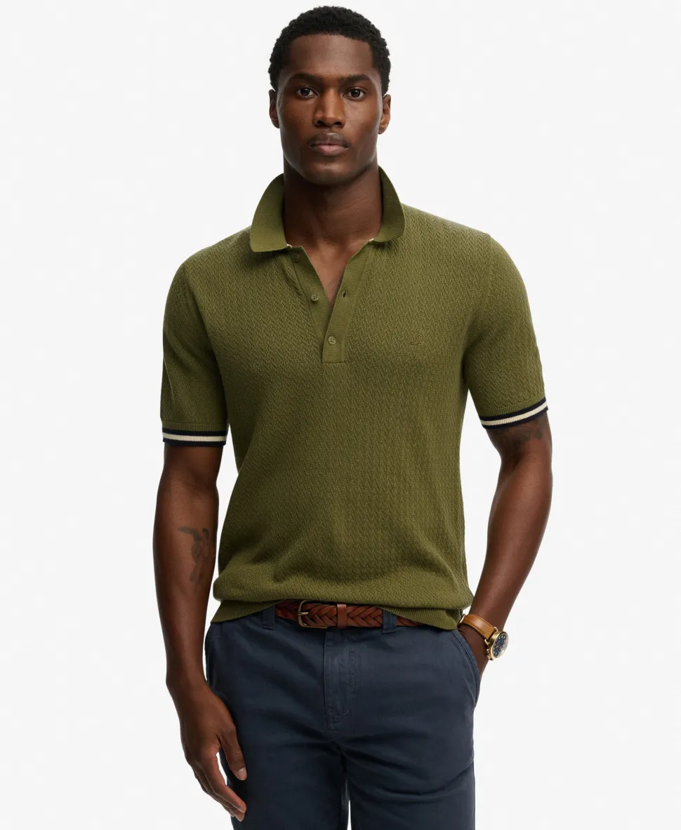 Knitted Texture Short Sleeve Polo Shirt