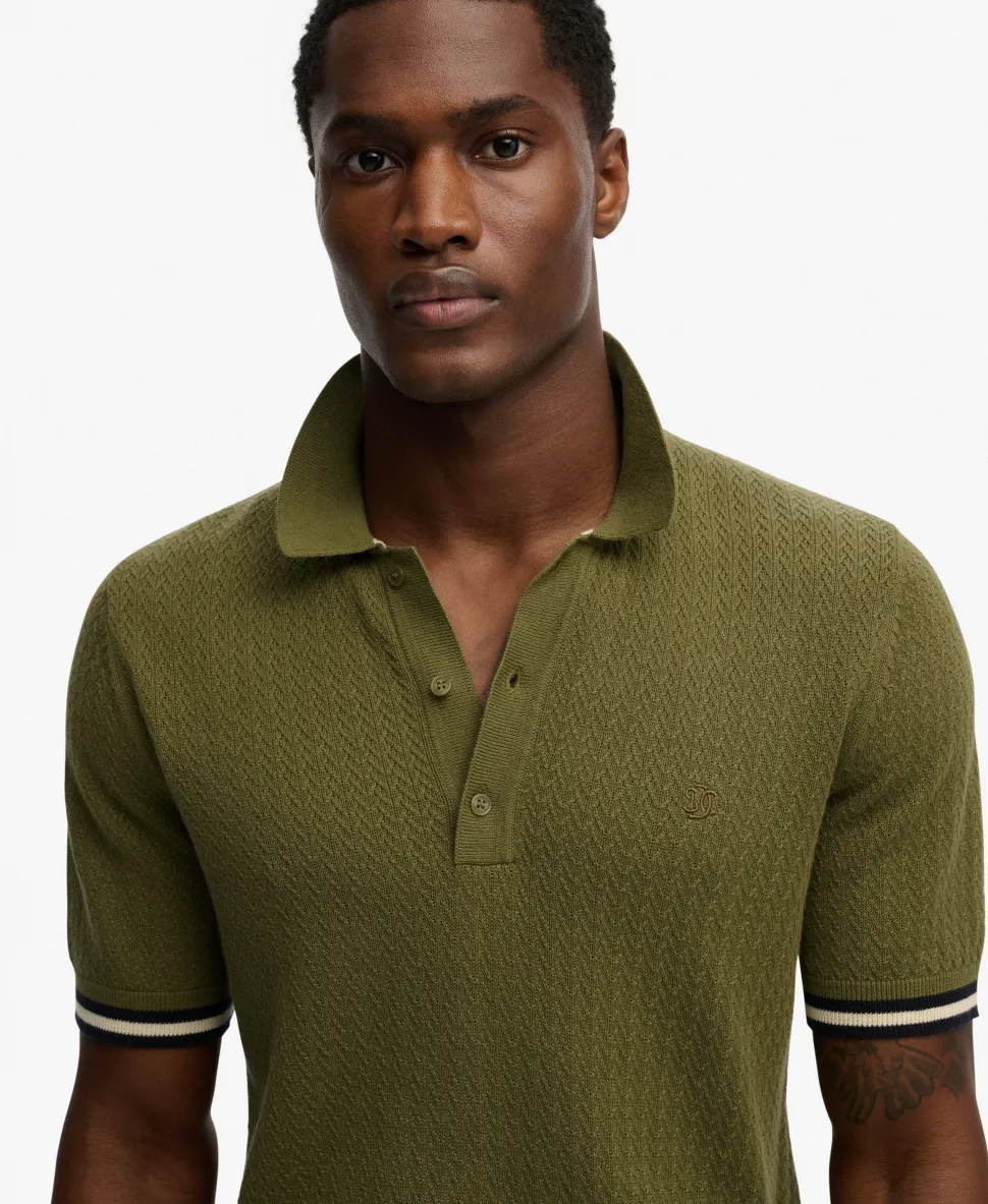 Knitted Texture Short Sleeve Polo Shirt