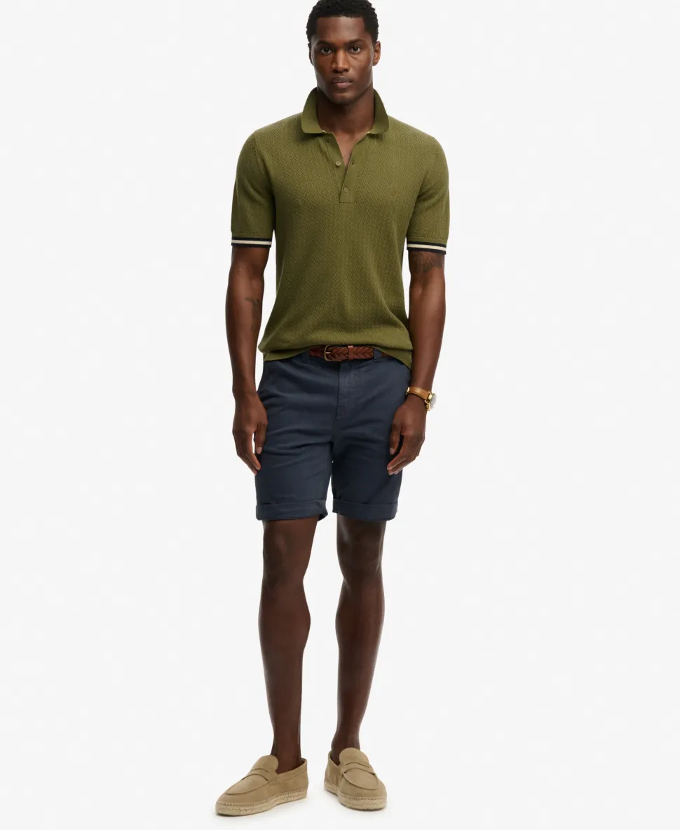Knitted Texture Short Sleeve Polo Shirt