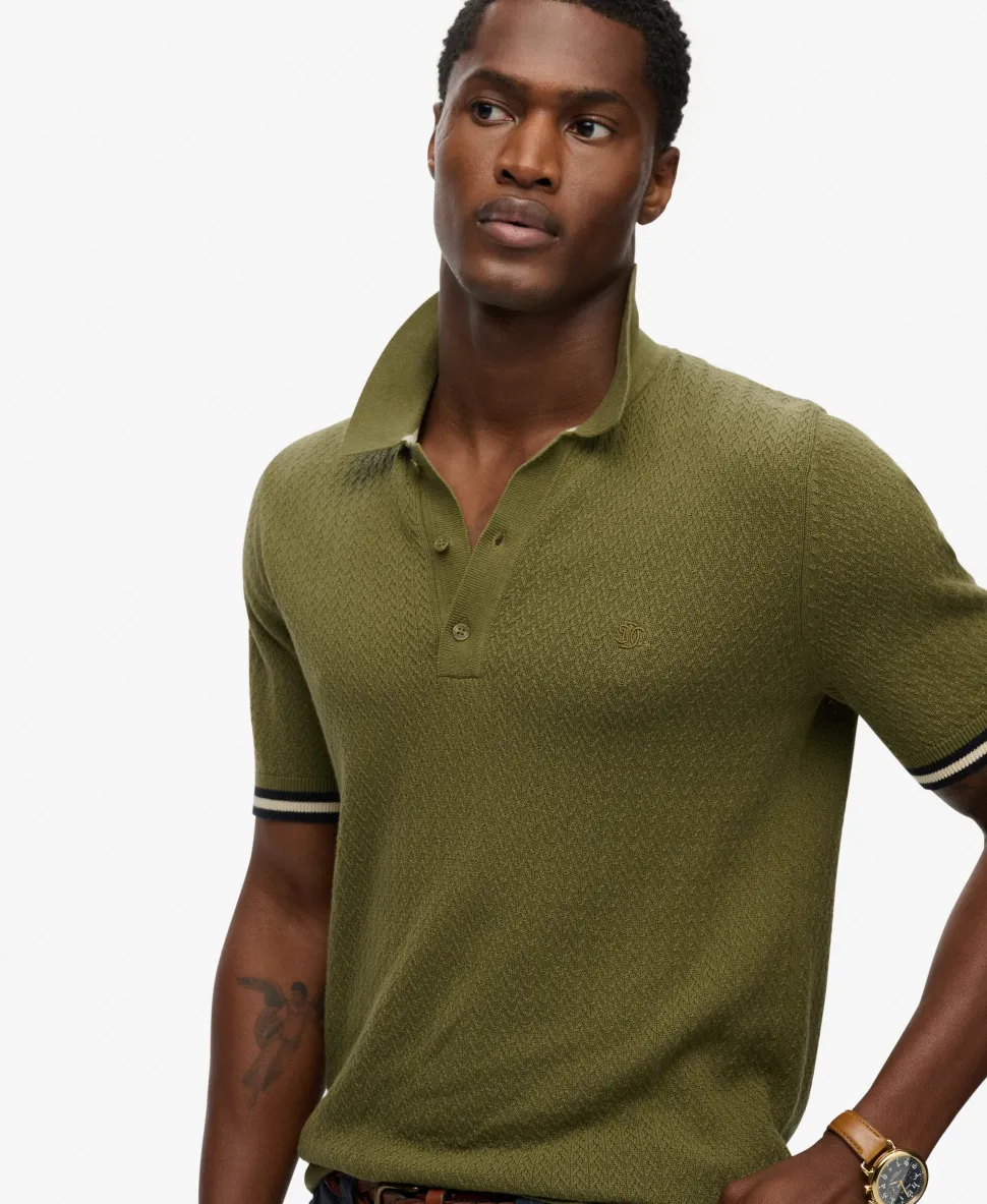 Knitted Texture Short Sleeve Polo Shirt