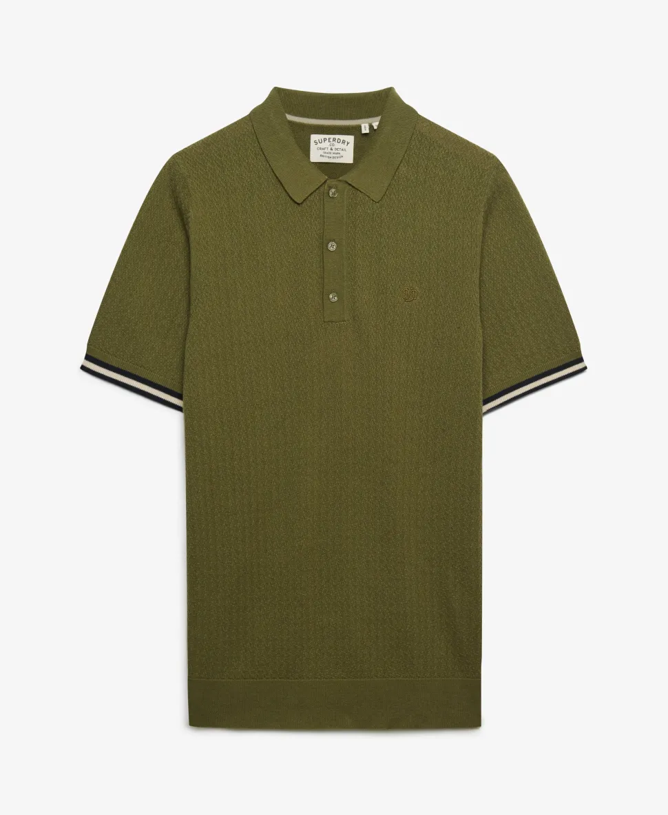 Knitted Texture Short Sleeve Polo Shirt