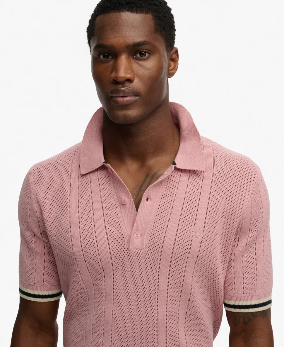 Knitted Texture Short Sleeve Polo Shirt