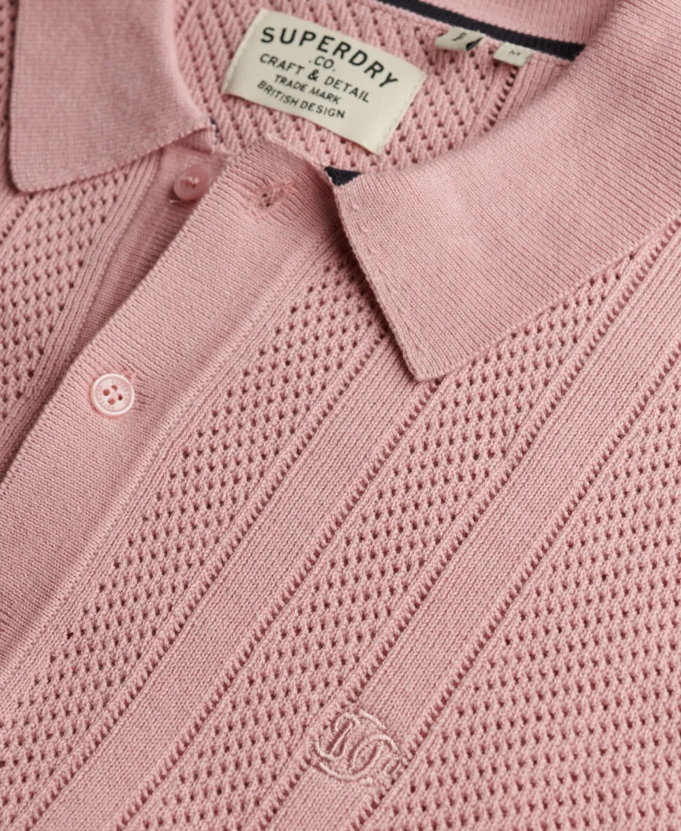 Knitted Texture Short Sleeve Polo Shirt