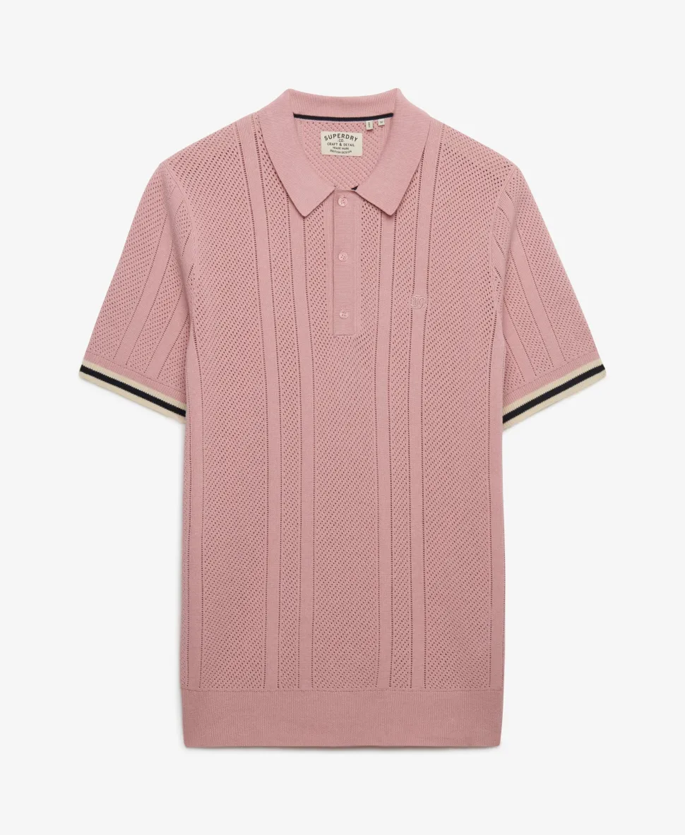 Knitted Texture Short Sleeve Polo Shirt