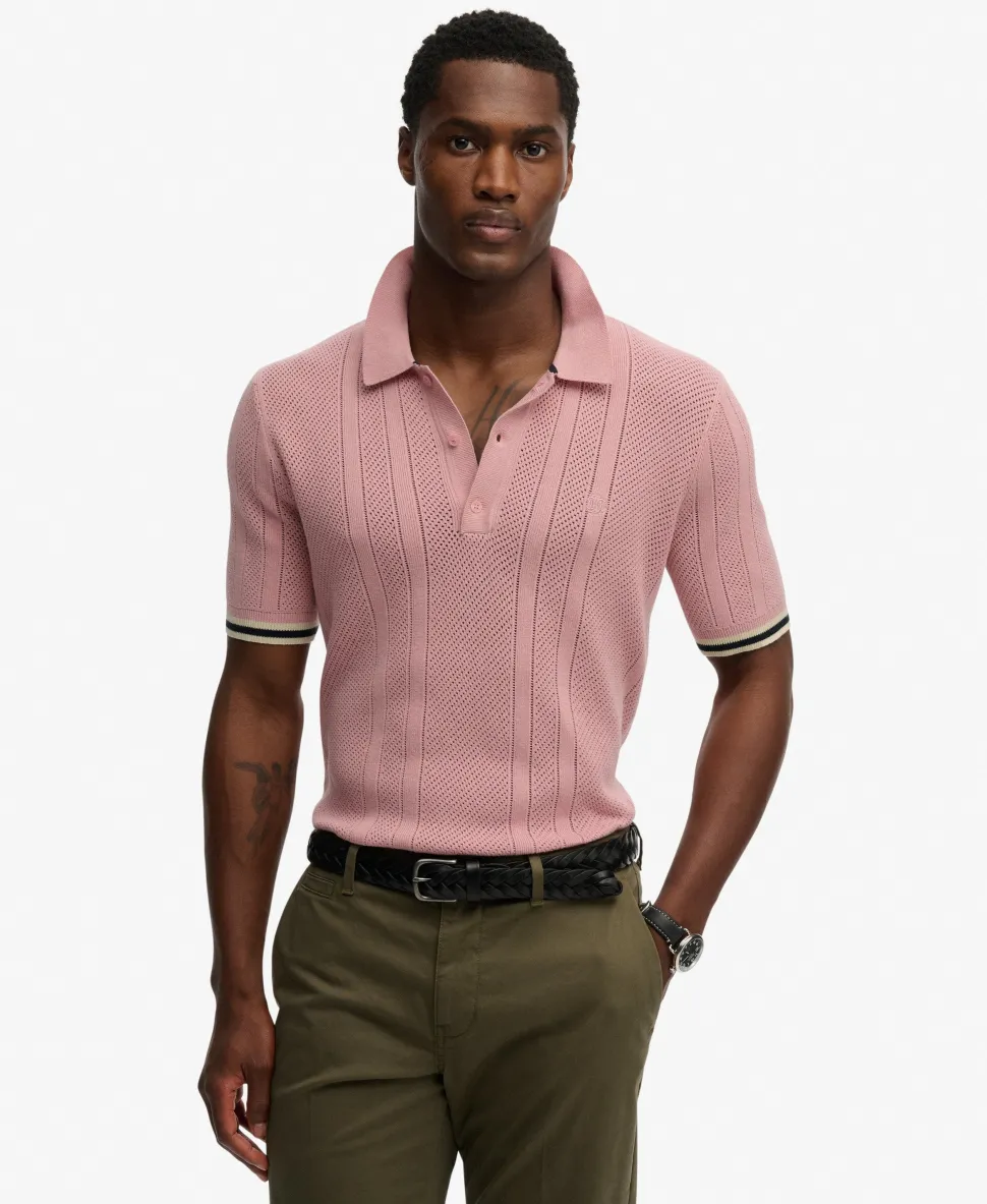 Knitted Texture Short Sleeve Polo Shirt