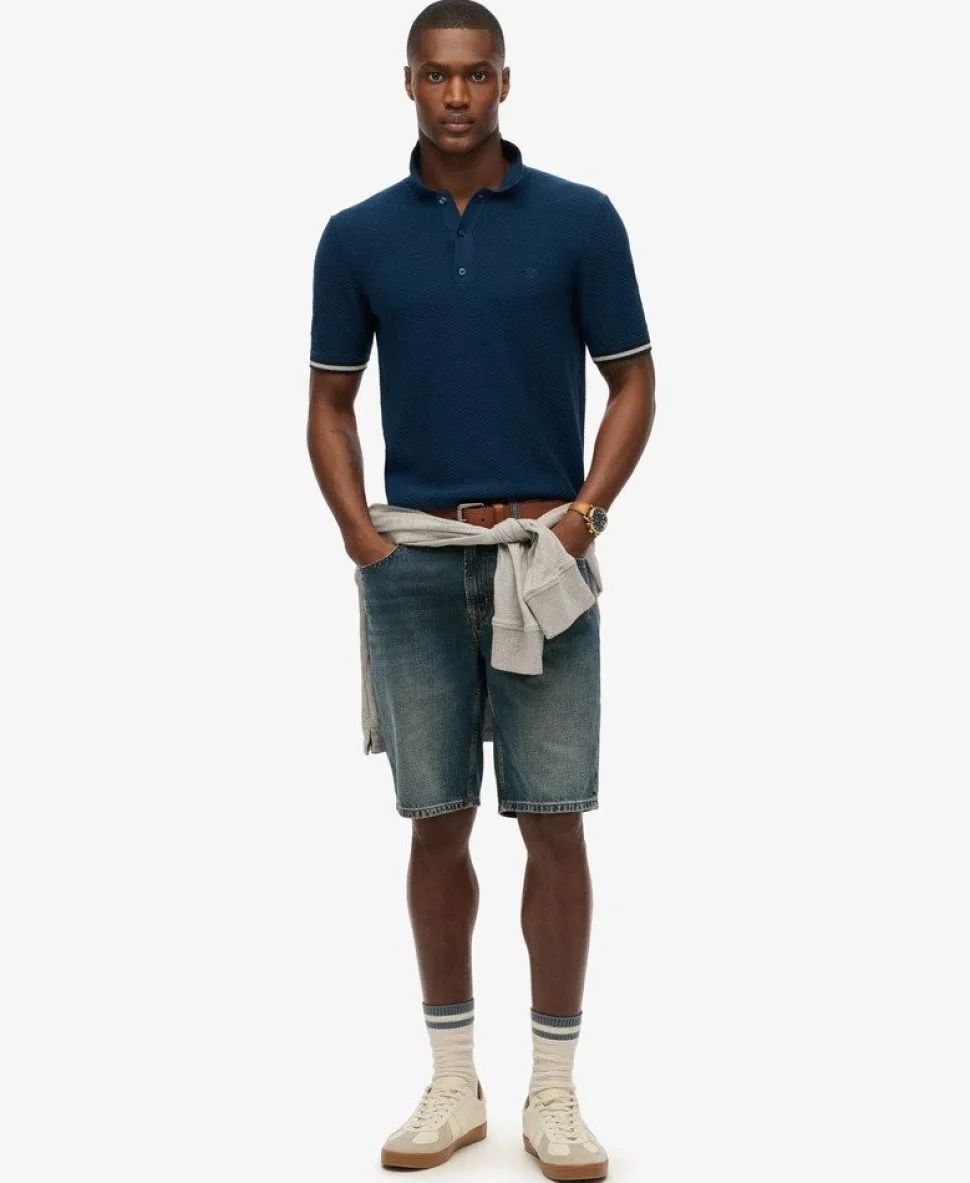 Knitted Texture Short Sleeve Polo Shirt