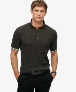 Knitted Texture Short Sleeve Polo Shirt