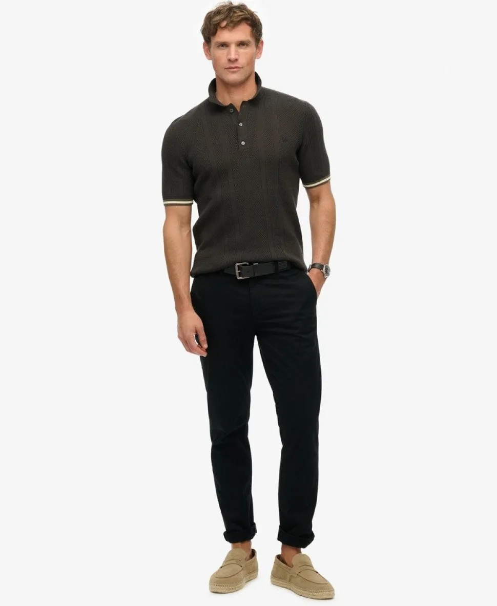 Knitted Texture Short Sleeve Polo Shirt