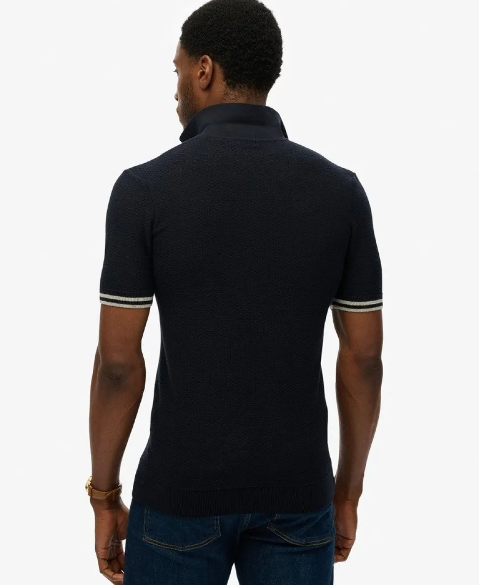 Knitted Texture Short Sleeve Polo Shirt