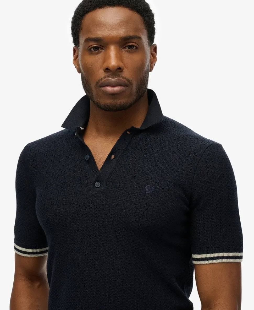 Knitted Texture Short Sleeve Polo Shirt